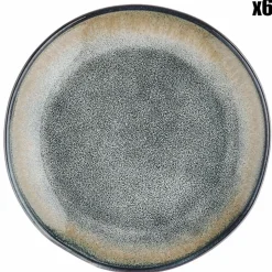 Bjorn Assiettes^6 Assiettes Genesis bleu/gris kaki - D.20.5 cm