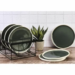 Bjorn Assiettes^6 Assiettes Oxygen gris/vert bouteille/beige - D.27 cm
