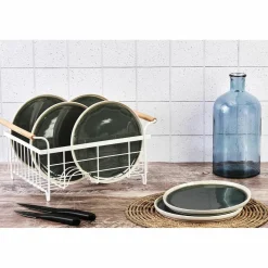 6 Assiettes Oxygen gris/vert bouteille/beige - D.21.5 cm-Bjorn Best