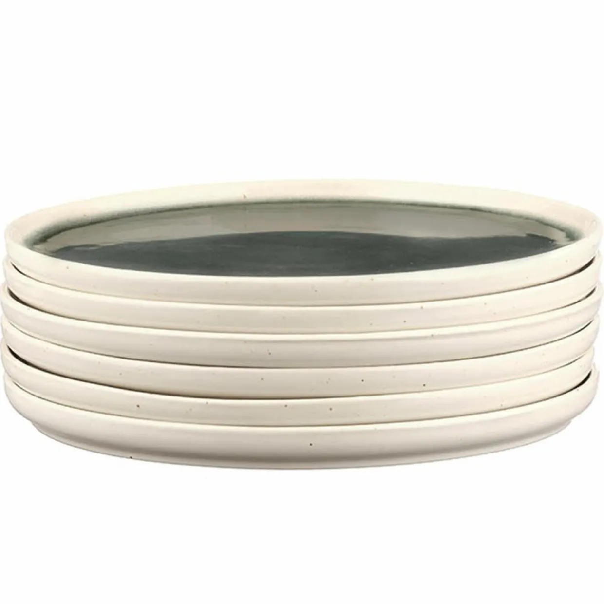 6 Assiettes Oxygen gris/vert bouteille/beige - D.21.5 cm-Bjorn Best