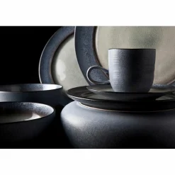 4 Assiettes plates en Grès Provence gris/bleu - D.26 cm-Cosy & Trendy New
