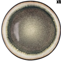 Bjorn Assiettes^6 Assiettes plates en Grès Iris beige/marron - D.26 cm
