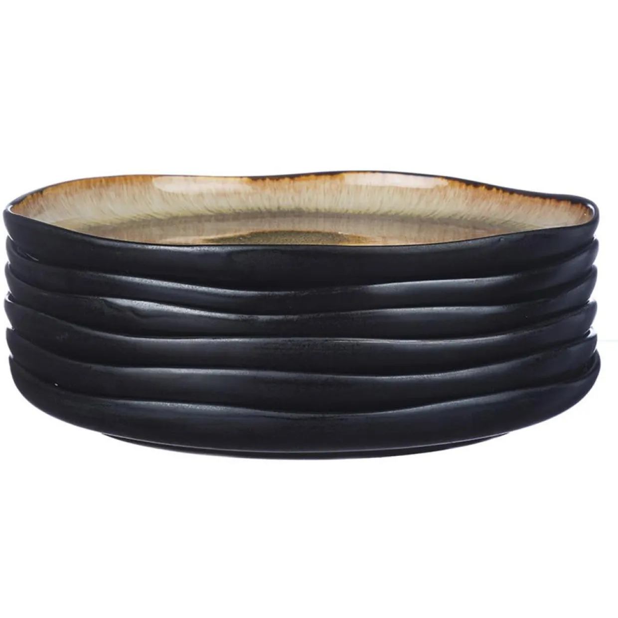 Bjorn Assiettes^6 Assiettes plates en Grès Iris beige/marron - D.26 cm