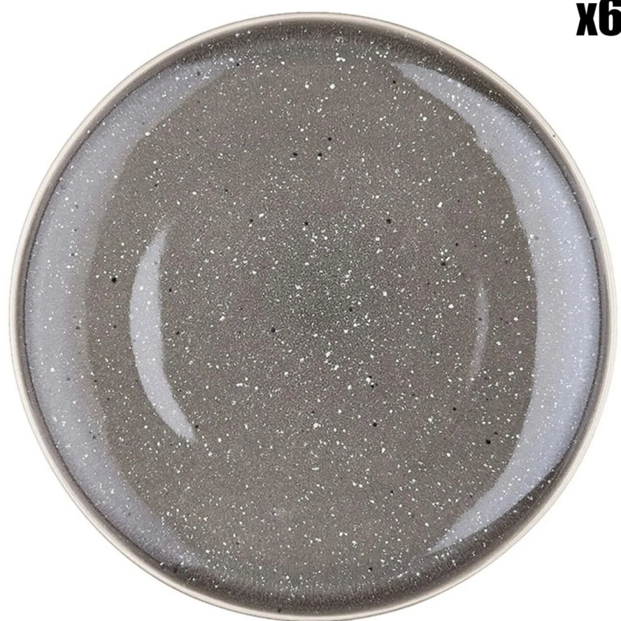 6 Assiettes plates en Grès Stellar gris/anthracite - D.27 cm-Bjorn Online