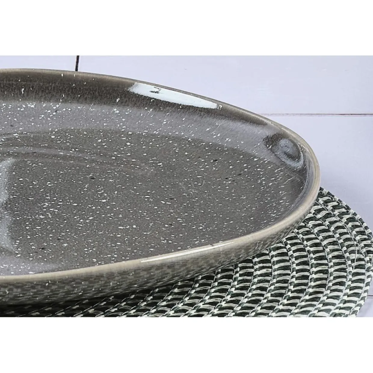 6 Assiettes plates en Grès Stellar gris/anthracite - D.27 cm-Bjorn Online