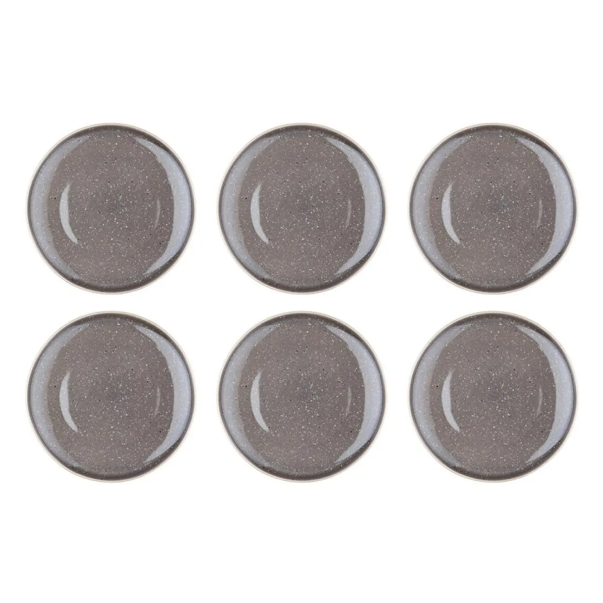6 Assiettes plates en Grès Stellar gris/anthracite - D.27 cm-Bjorn Online