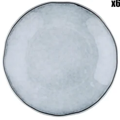 Bjorn Assiettes^6 Assiettes plates en Grès Cloud gris clair - D.27 cm