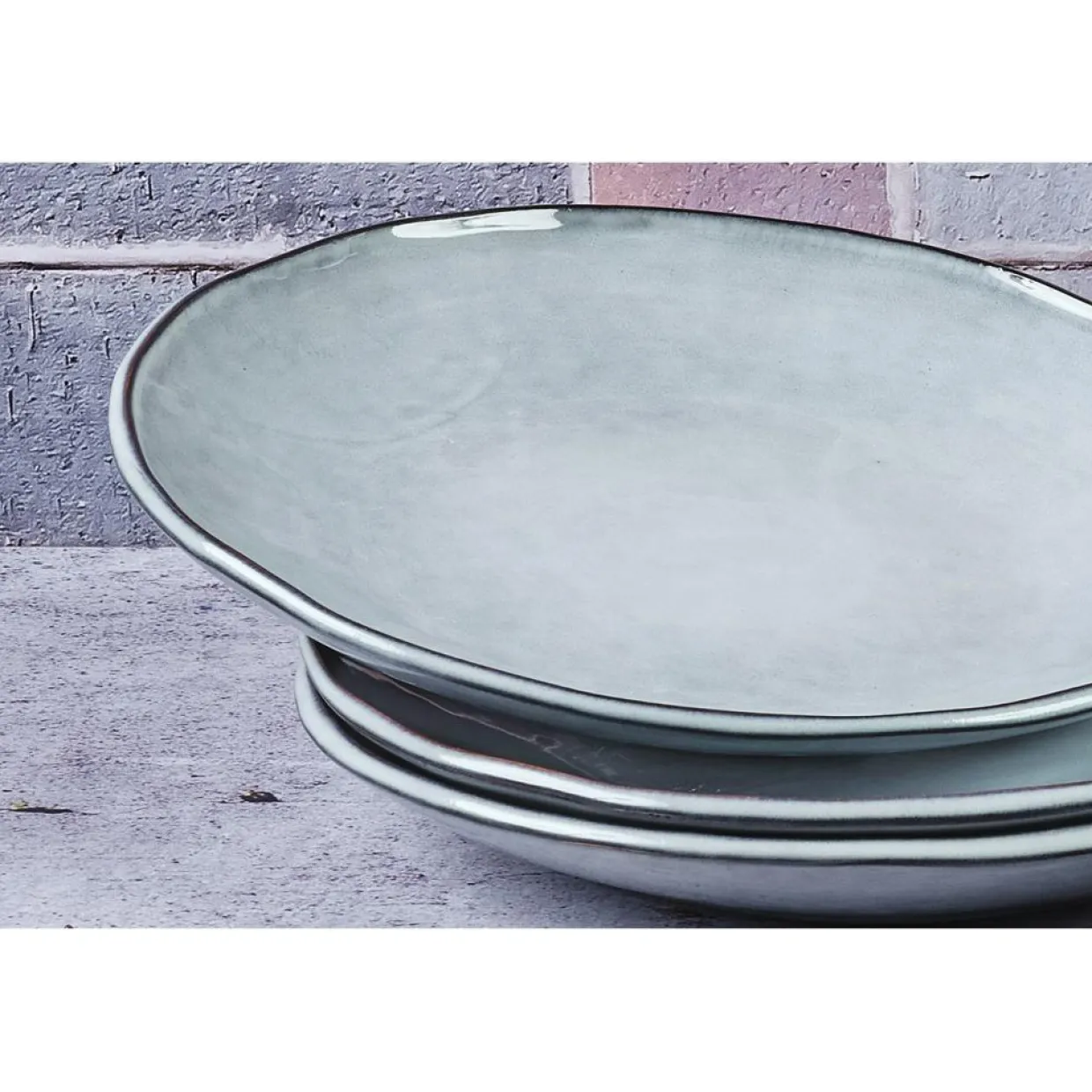 Bjorn Assiettes^6 Assiettes plates en Grès Cloud gris clair - D.27 cm