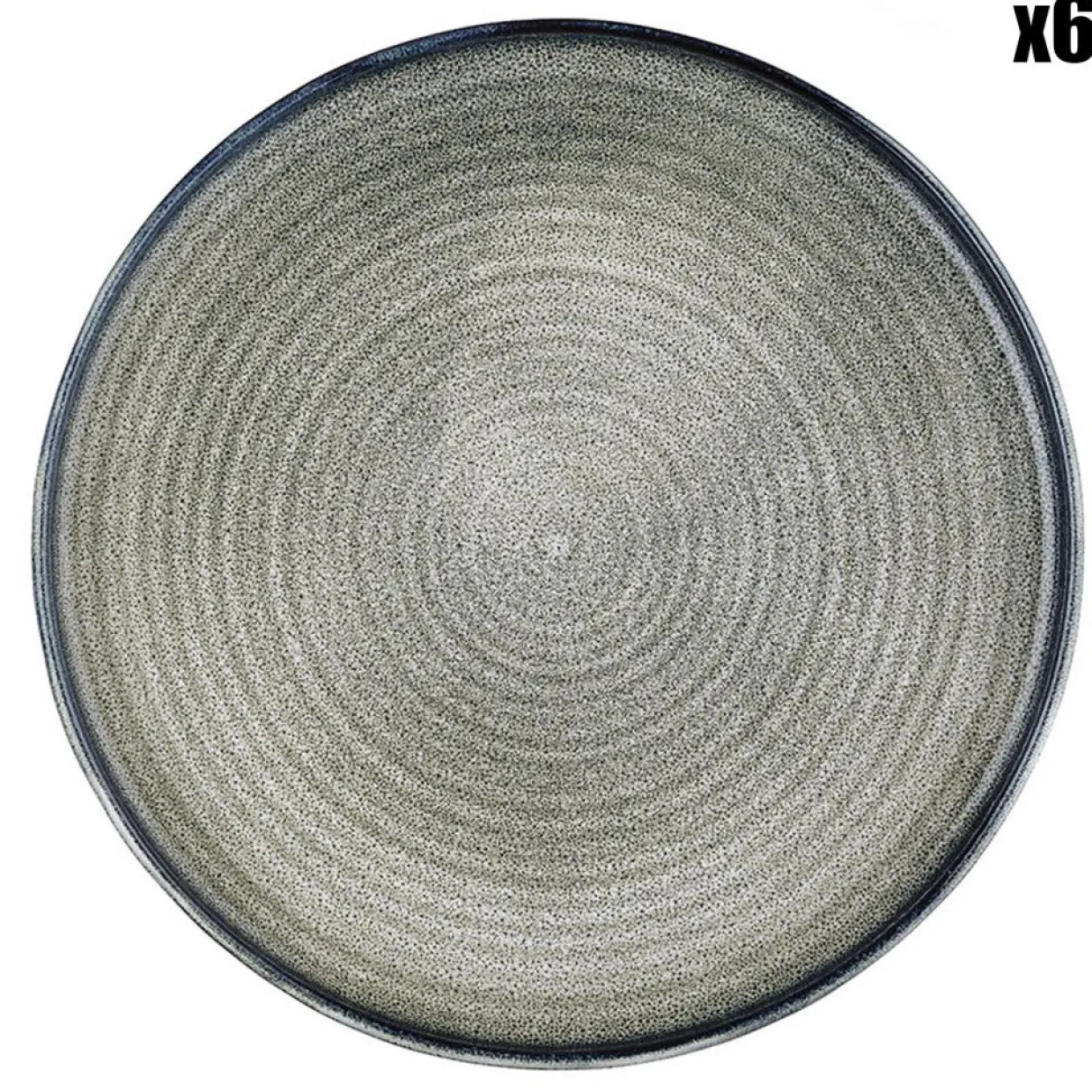 6 Assiettes plates en Grès Zen gris/bleu - D.28 cm-Bjorn