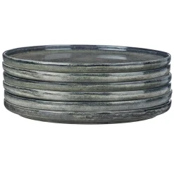 6 Assiettes plates en Grès Zen gris/bleu - D.28 cm-Bjorn