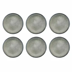 6 Assiettes plates en Grès Zen gris/bleu - D.28 cm-Bjorn
