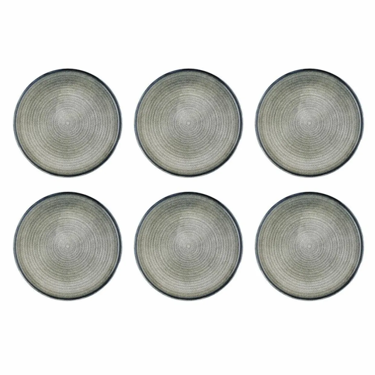 6 Assiettes plates en Grès Zen gris/bleu - D.28 cm-Bjorn