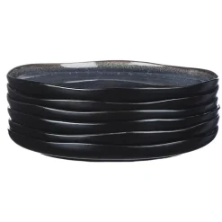 6 Assiettes plates en Grès Iris bleu foncé - D.26 cm-Bjorn Best