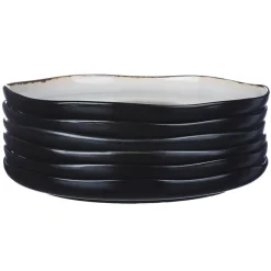 6 Assiettes plates en Grès Iris blanc/ivoire - D.26 cm-Bjorn Discount