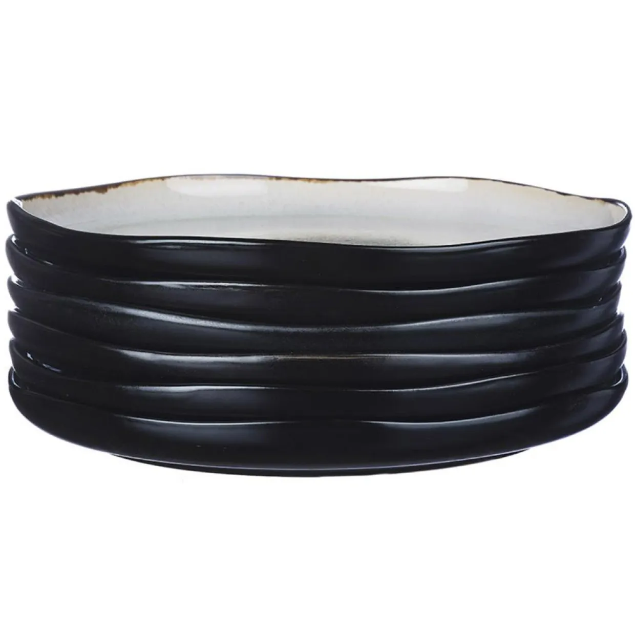 6 Assiettes plates en Grès Iris blanc/ivoire - D.26 cm-Bjorn Discount