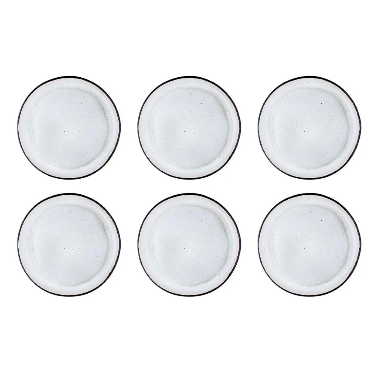 6 Assiettes plates en Grès Iris blanc/ivoire - D.26 cm-Bjorn Discount