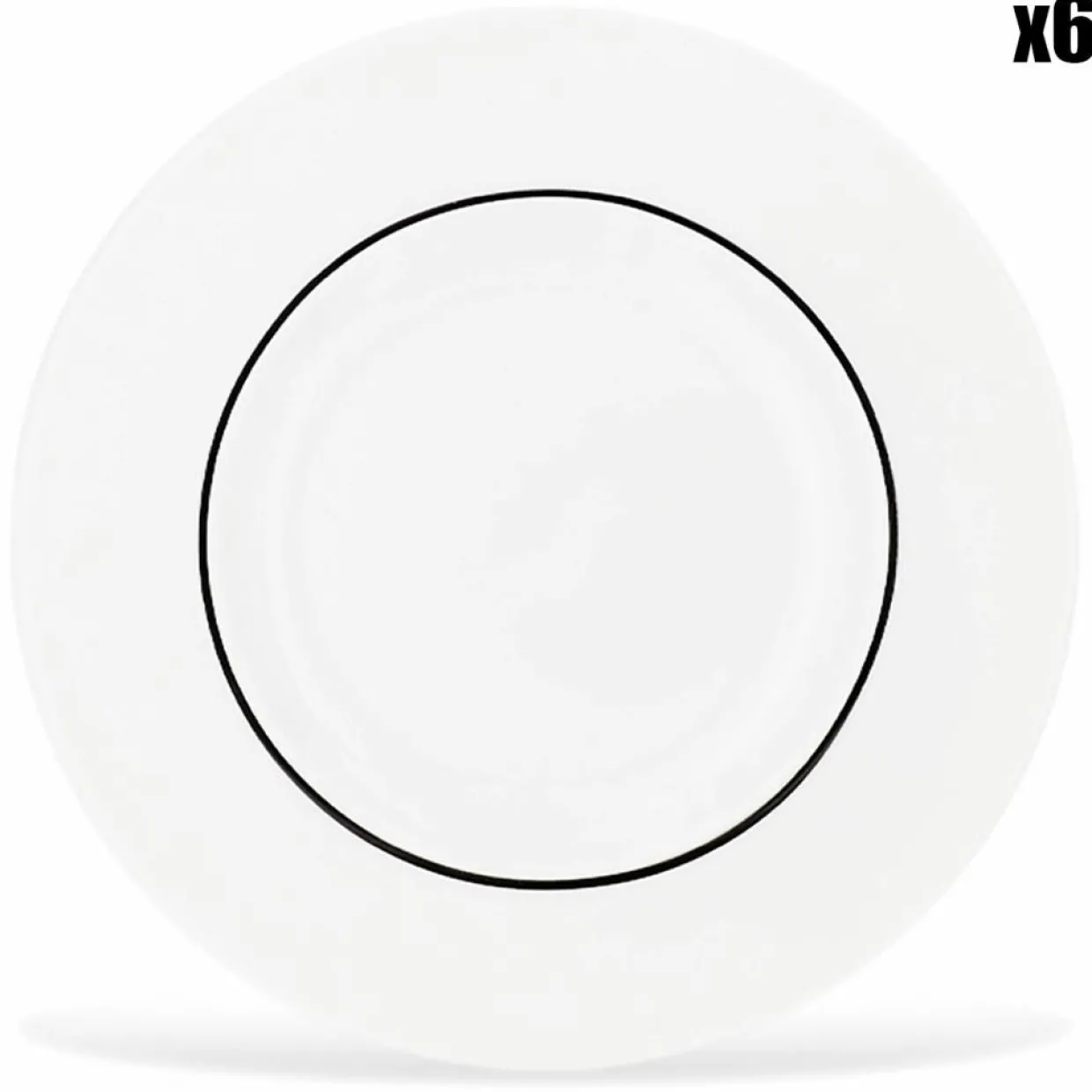 6 Assiettes plates en Porcelaine Ligne blanches - D.29 cm-Fauchon Hot