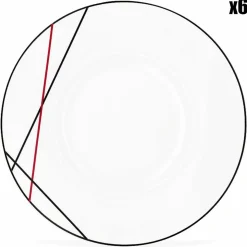 Fauchon Assiettes^6 Assiettes plates en Porcelaine Bistrot chef blanches - D.29 cm