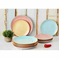 6 Assiettes plates Pattern Color bleu clair/rouge/jaune - D.26 cm-Bjorn