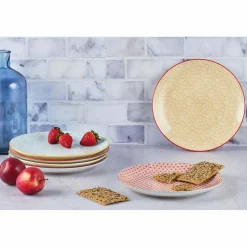 6 Assiettes plates Pattern Color bleu clair/rouge/jaune - D.26 cm-Bjorn