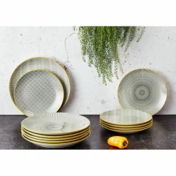 Bjorn Assiettes^6 Assiettes plates Pattern Eclipse gris anthracite - D.26 cm
