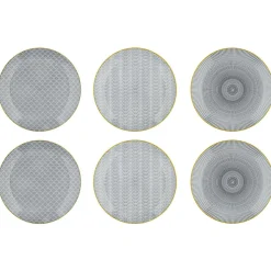 Bjorn Assiettes^6 Assiettes plates Pattern Eclipse gris anthracite - D.26 cm