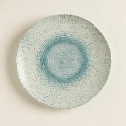Novastyl Assiettes^6 Assiettes PlatesAqua 27Cm En PorcelaineBlanc Et Bleu