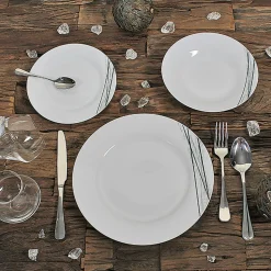 6 Assiettes PlatesCarbone 27Cm EnPorcelaine Blanc-Novastyl Hot