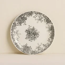 Novastyl Assiettes^6 Assiettes PlatesFlorali 26Cm En GrèsDécor Noir