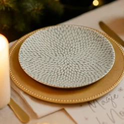 6 Assiettes PlatesJasmin 27Cm EnPorcelaine Blanc-Novastyl New