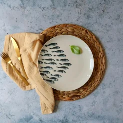 6 Assiettes PlatesPescare 26.5Cm EnPorcelaine Blanche-Novastyl New