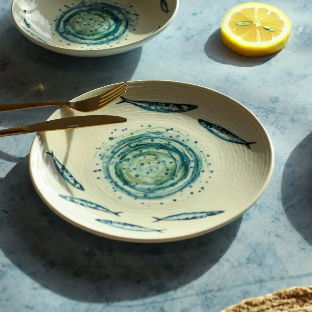 6 Assiettes PlatesSardine 27Cm En Faience-Novastyl New