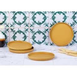 Bjorn Assiettes^4 Assiettes Scandi jaune ocre - D.16 cm