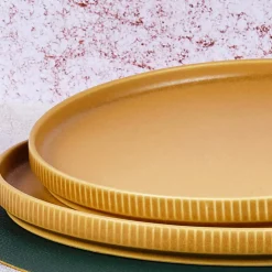 4 Assiettes Scandi jaune ocre - D.21 cm-Bjorn Clearance
