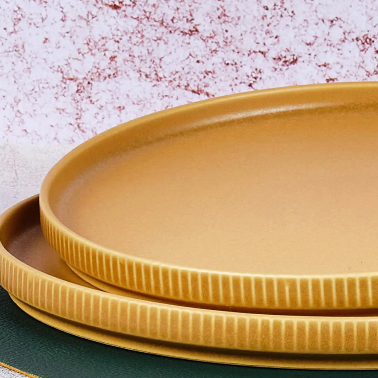 4 Assiettes Scandi jaune ocre - D.21 cm-Bjorn Clearance