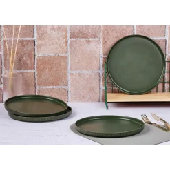 4 Assiettes Scandi vert olive - D.27 cm-Bjorn Outlet