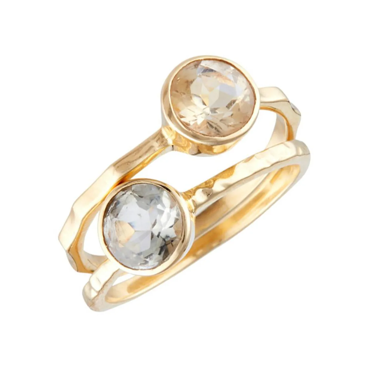 2 Bagues Cléa Améthyste & verre facetté en laiton doré-Moonstone Hot