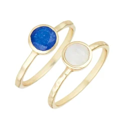 2 Bagues Cléa Jade en laiton doré-Moonstone New