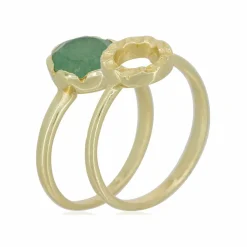 Femme Moonstone Bagues^2 Bagues Cléo Aventurine en laiton doré