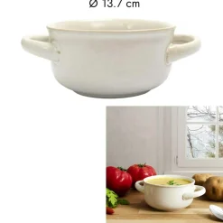 Home Deco Factory Bols^6 Bols à soupe au grès du temps beige - 13.7x7x13.7 cm
