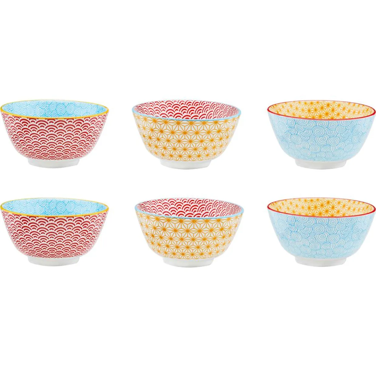 6 Bols apéritif Pattern Color bleu clair/rouge/jaune - D.12 cm-Bjorn Clearance