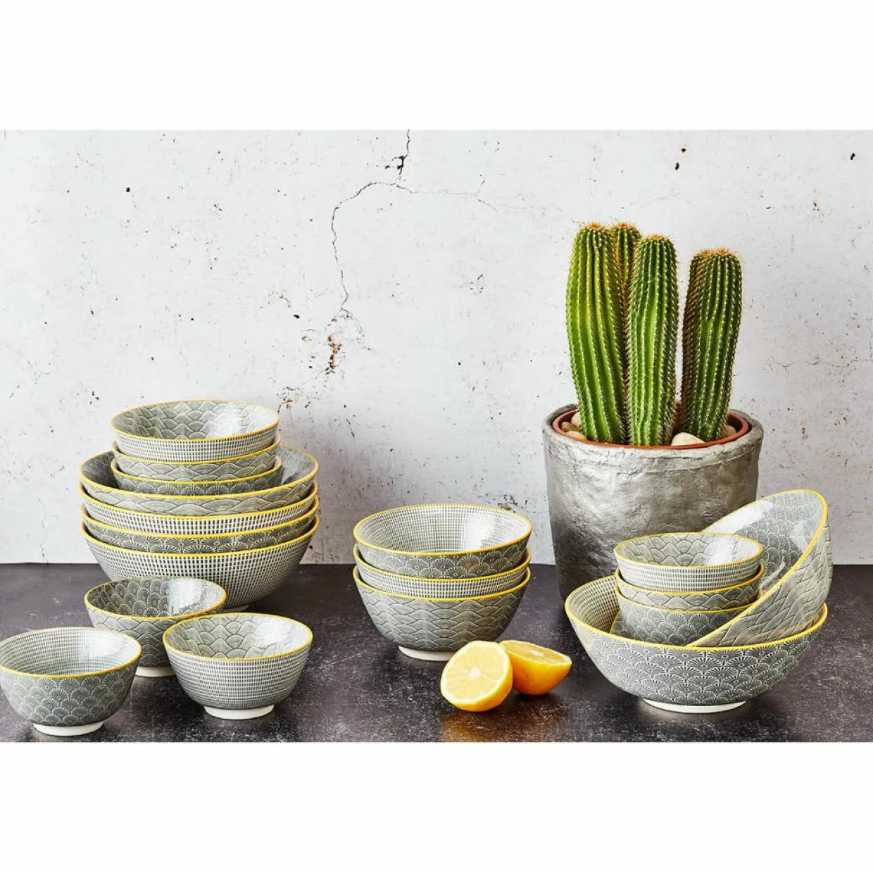 6 Bols apéritif Pattern Eclipse gris anthracite - D.12 cm-Bjorn New