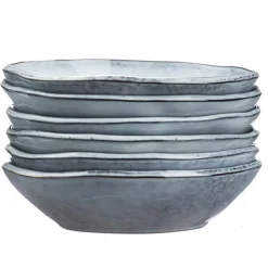6 Bols en Grès Cloud gris clair - 75 cl-Bjorn Discount