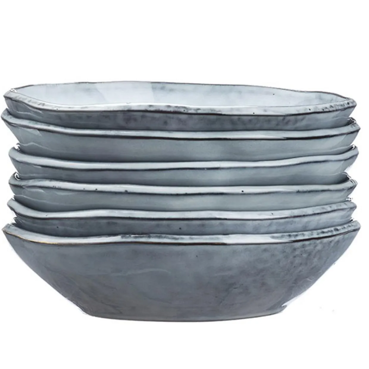 6 Bols en Grès Cloud gris clair - 75 cl-Bjorn Discount