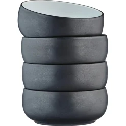 4 Bols en Grès Gourmet blanc granité/noir onyx - 70 cL-Bjorn Clearance
