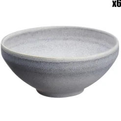 6 Bols en Grès Stone gris clair - 60 cl-Bjorn Outlet
