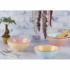 6 Bols Pattern Color bleu clair/rouge/jaune - D.21 cm-Bjorn New