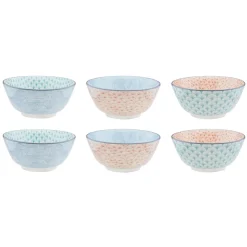 6 Bols petit-déjeuner Pastel rose pastel/bleu pastel/vert pastel - D.15 cm-Bjorn Discount