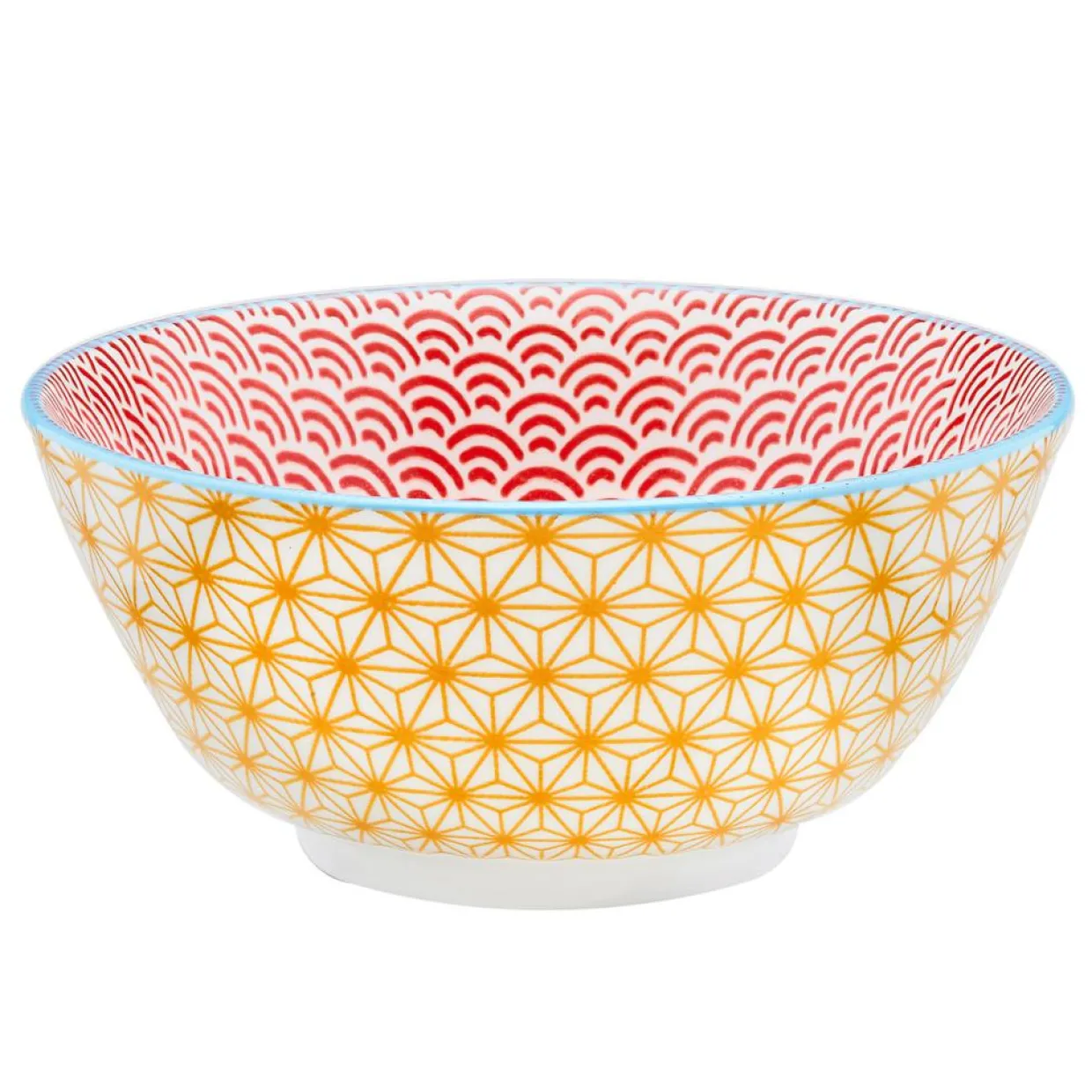 6 Bols petit-déjeuner Pattern Color bleu clair/rouge/jaune - D.15 cm-Bjorn Hot