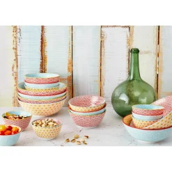 6 Bols petit-déjeuner Pattern Color bleu clair/rouge/jaune - D.15 cm-Bjorn Hot